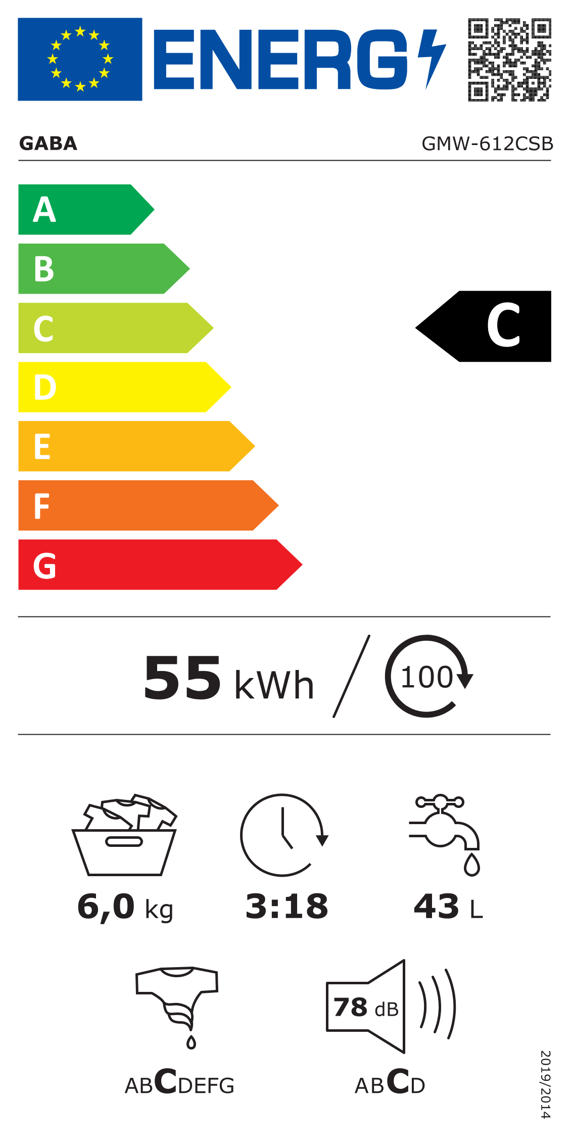 Gaba GMW-612CSB felültöltős mosógép, 6kg 1200 ford., magyar nyelvű kezelőpanel LED kijelző