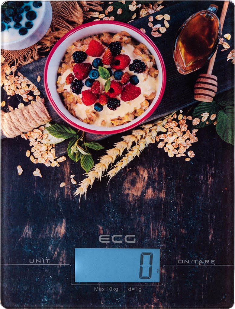 ECG KV1021 konyhai mérleg, 10 kg max. tömeg, nagyméretű LCD kijelző háttérvilágítással