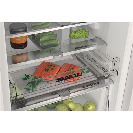 Whirlpool WHC18 T574 P beépíthető Total No Frost alulfagyasztós kombinált hűtőszekrény, MultiFreshbox, Fresh Box+, C kat.,LED kijelző, vakáció mód, Metal Multi flowPrémium belső 177x54x54,5 cm