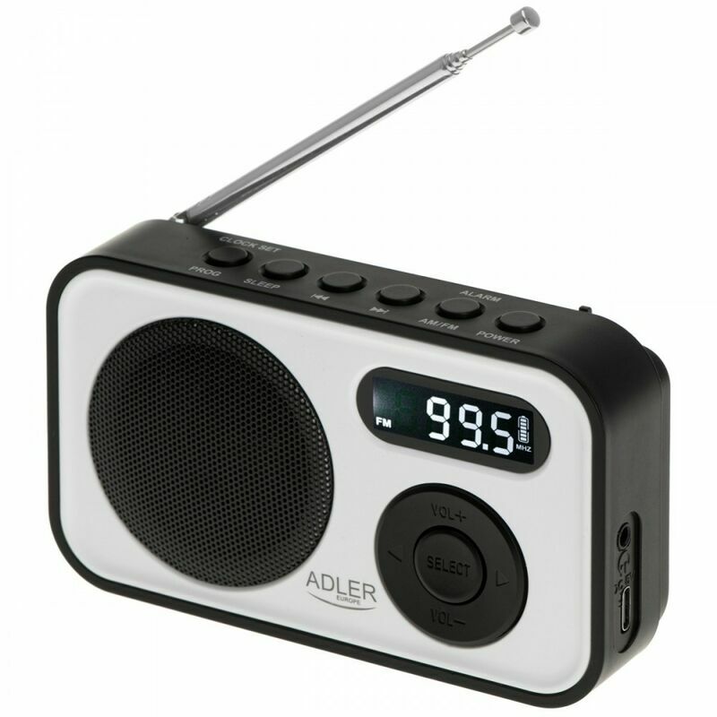 Adler AD1906 PLL hordozható rádió lcd kijelzővel, automatikus hangolás, ébresztő funkció