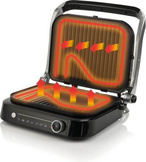 Gorenje GCG2100S Prémium kontakt grill 31x24cm sütő felület 2100W, 7 sütési program