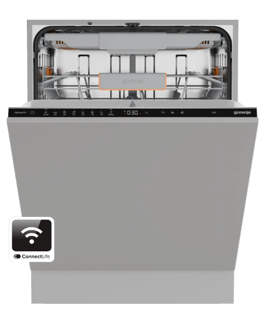 Gorenje GV673B65 teljesen beépíthető mosogatógép, Power Drive inverter motor, 3 kosár, 16 teríték, automatikus ajtónyitás, 59.8x55.5x81.6 cm