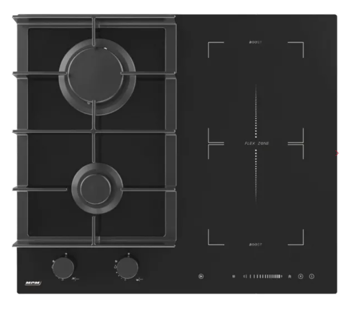 MPM MPM-60-IMG-22 beépíthető indukciós és gáz főzőlap, fekete üveg, 3500W