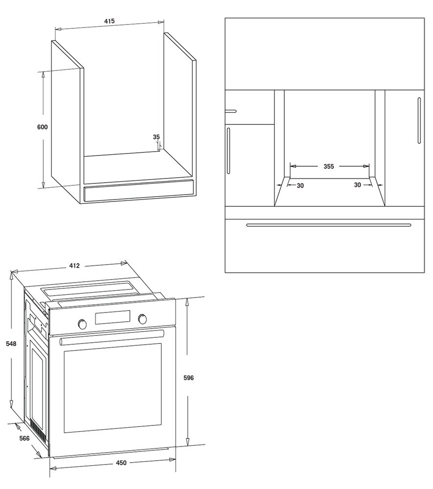 MPM 45cm széles beépíthető elektromos sütő MPM-45-BO-20