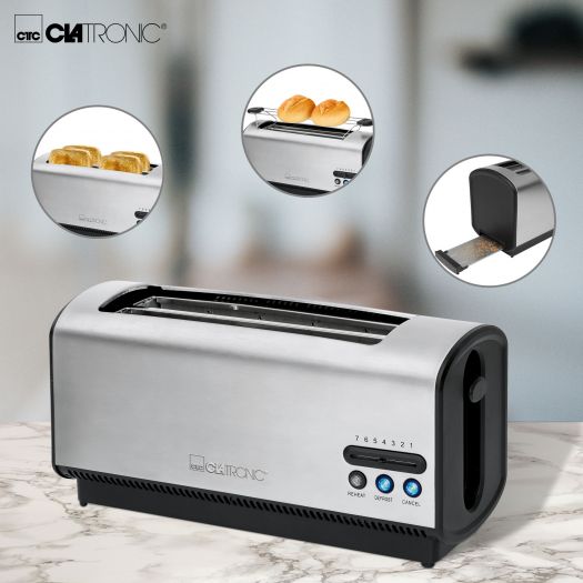 Clatronic TA 3687 hosszú szeletes kenyérpirító inox TA3687