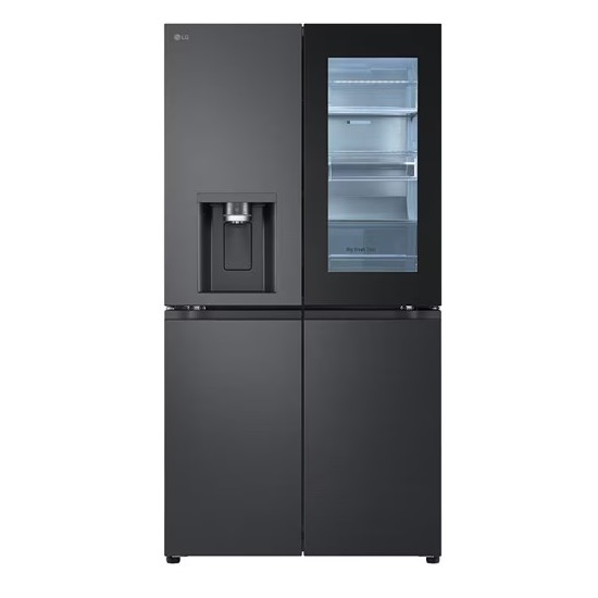 LG GMG960EVEE side by side hűtőszekrény,DoorCooling⁺™, Craft Ice™, Lineáris Inverter Kompresszor,LG ThinQ™ WiFi funkcióval,InstaView™, 364/274L, fémes fekete szín, 91.4x72.9x179.2 cm