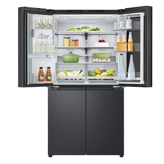 LG GMG960EVEE side by side hűtőszekrény,DoorCooling⁺™, Craft Ice™, Lineáris Inverter Kompresszor,LG ThinQ™ WiFi funkcióval,InstaView™, 364/274L, fémes fekete szín, 91.4x72.9x179.2 cm