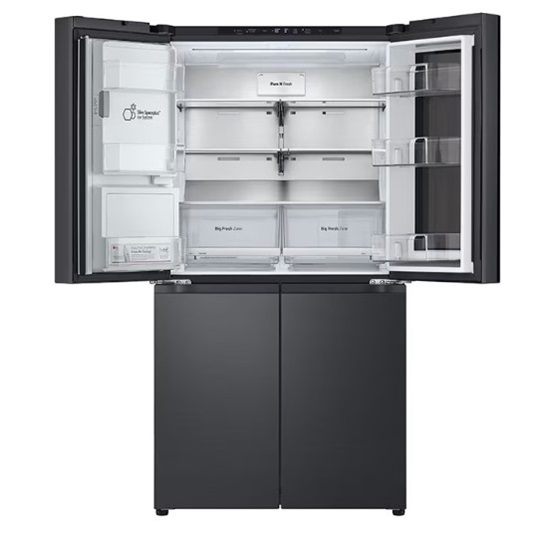 LG GMG960EVEE side by side hűtőszekrény,DoorCooling⁺™, Craft Ice™, Lineáris Inverter Kompresszor,LG ThinQ™ WiFi funkcióval,InstaView™, 364/274L, fémes fekete szín, 91.4x72.9x179.2 cm