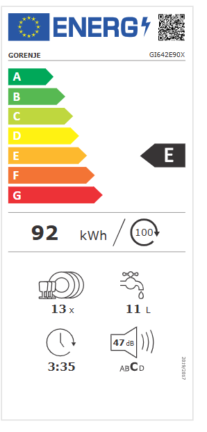 Gorenje GI642E90X beépíthető kezelőpaneles mosogatógép, inox, 13 teríték, 59.8x57.5x81.6 cm 