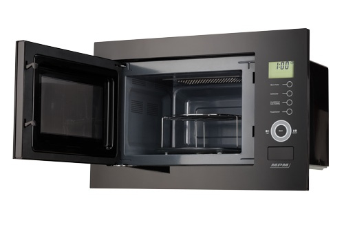 MPM MPM-25-KMI-01 beépíthető mikrohullámú sütő,25L, kvarc grill gőztisztitás,5 teljesítményszinttel fekete szín 