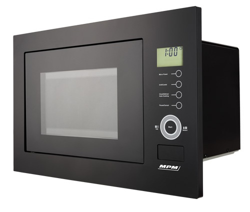 MPM MPM-25-KMI-01 beépíthető mikrohullámú sütő,25L, kvarc grill gőztisztitás,5 teljesítményszinttel fekete szín 
