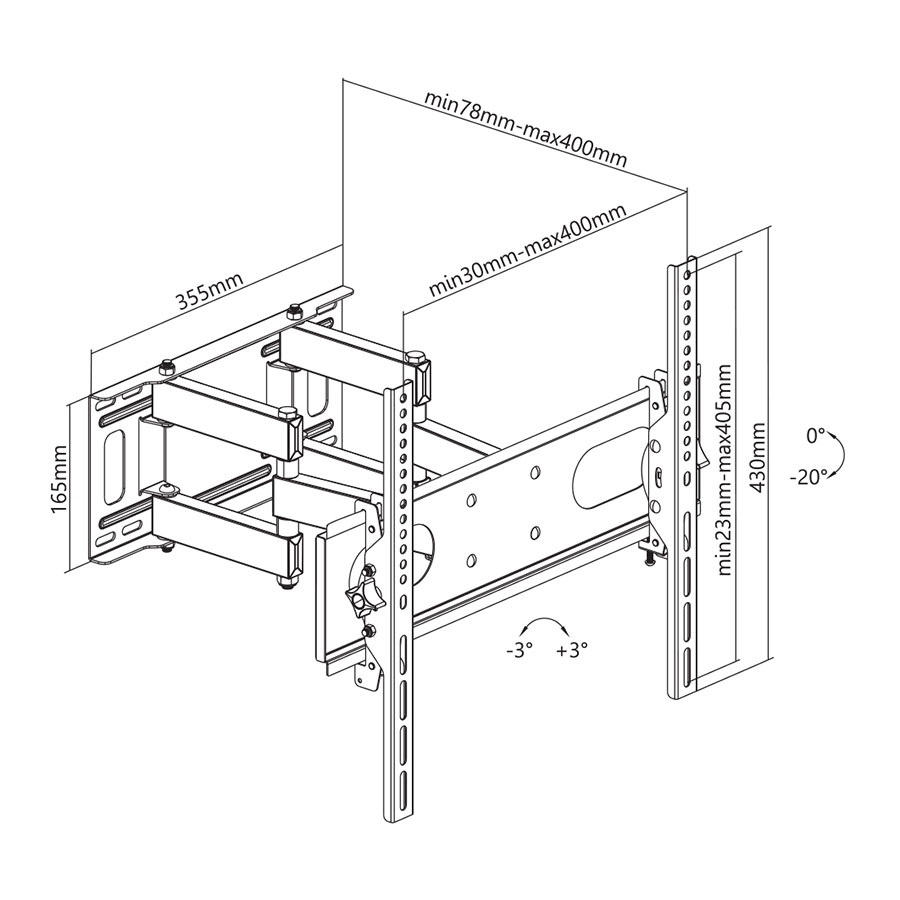 Stell SHO 4610 32"-55" VESA 400x400 kihúzható fali konzol 