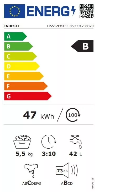 Indesit TI5512EMTEE felültöltős mosógép, 5.5 kg, 40x60x90 cm