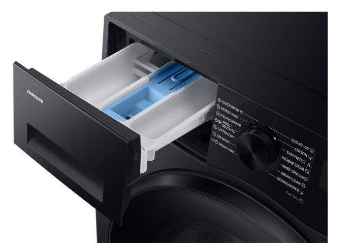 Samsung WD11DG5B15BBLE mosó-szárítógép, gőz, Wifi, 11/6 kg, 60x60x85 cm, fekete szín 