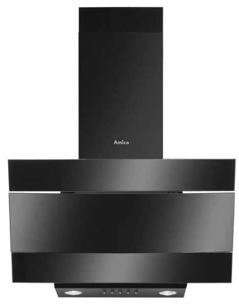 Amica OKC624S beépíthető falra szerelhető döntött kürtös konyhai elszívó, 60x35x133 cm, feketére festett acél szín 