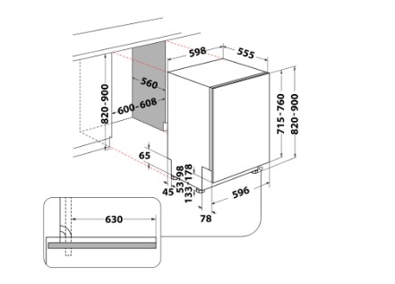 Whirlpool WH7IPC15BM60 teljesen beépíthető mosogatógép, 3 kosár, automatikus ajtónyitás, 15 teríték, 59.8x55.5x82 cm