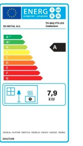 Hunor YTK 210 sparhelt barna balos 7,85 kW, öntvény tűztérrel, 81x40x75 cm 