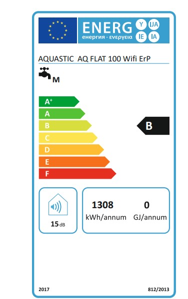Hajdu Aquastic Flat 100 Wifi ERP elektromos forróvíztároló, 100L, 56.9x29.5x108.7 cm 