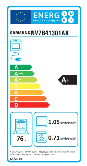 Samsung NV7B41301AK BESPOKE beépíthető légkeveréses sütő, 76 L, pirolitikus tisztítás,Wifi, 56x54.9x57.9 cm, fekete 