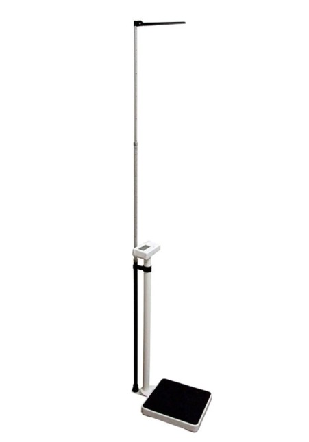 Momert 5968 oszlopos mérleg magasságmérővel 81cm-210 cm 200kg LCD kijelző az oszlop tetején, vízálló mérőfelület csúszásmentes taposóval