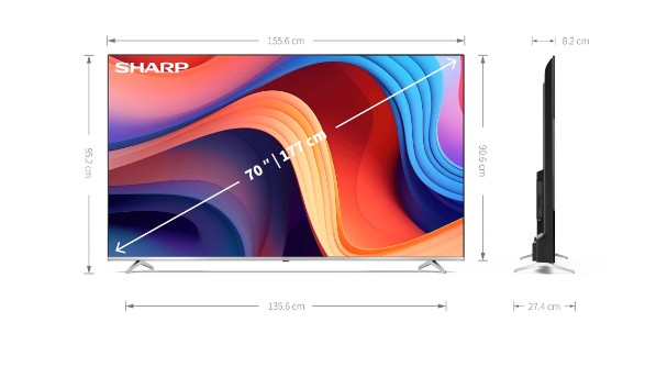 Sharp 70GP6260E 4K UHD Smart QLED TV, 70", 177.8 cm 