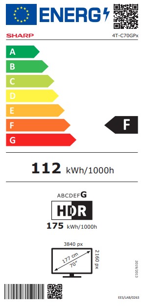 Sharp 70GP6260E 4K UHD Smart QLED TV, 70", 177.8 cm 
