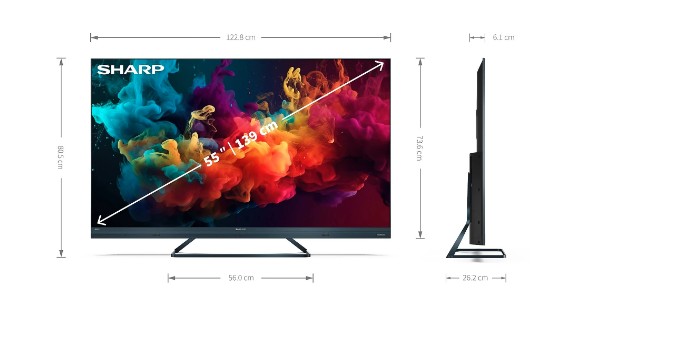 Sharp 55FQ5EG 4K UHD Smart QLED TV, 55", 139.7 cm