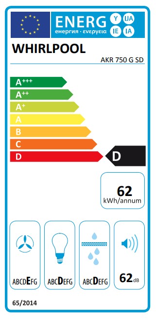 Whirlpool AKR 750 G SD beépíthető kihúzható konyhai elszívó, 59.8x30x18 cm, szürke szín