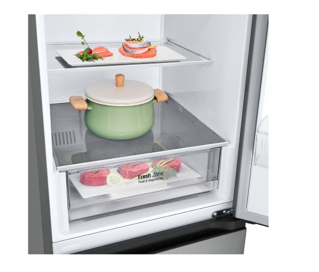 LG GBV22L0EPY No Frost alulfagyasztós kombinált hűtőszekrény, Smart Inverter Kompresszor, 277/110L, prime ezüst, 59.5x68.2x203 cm
