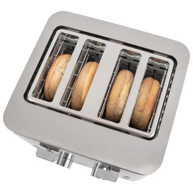 Proficook PC-TA 1252 kenyérpirító, 4 szeletes, 1500W, inox, retro design, kiolvasztás, melegítő funkcióval