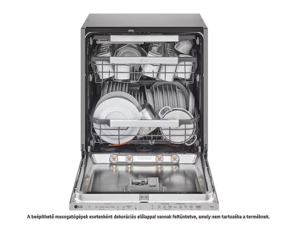 LG DB476TXS teljesen beépíthető mosogatógép, 14 teríték, inverter motor, Wifi, automatikus ajtónyitás, 3 kosár, 59.8x55.4x81.5 cm, inox