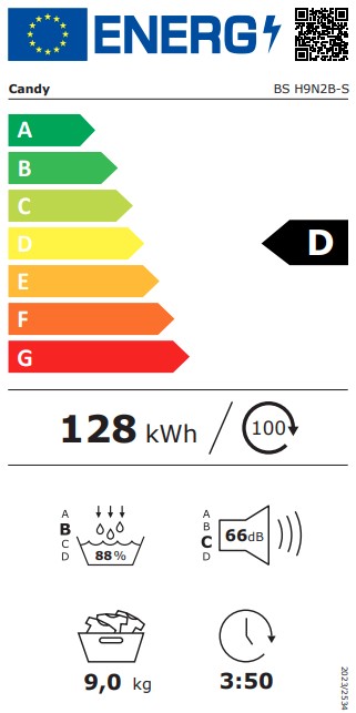 Candy BS H9N2B-S hőszivattyús szárítógép, 9 kg, Wifi, 59.6x65.2x85 cm 