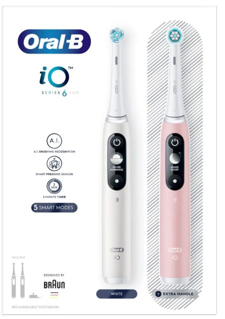 Oral-B iO6 DuoPack White + Pink elektromos fogkefe 