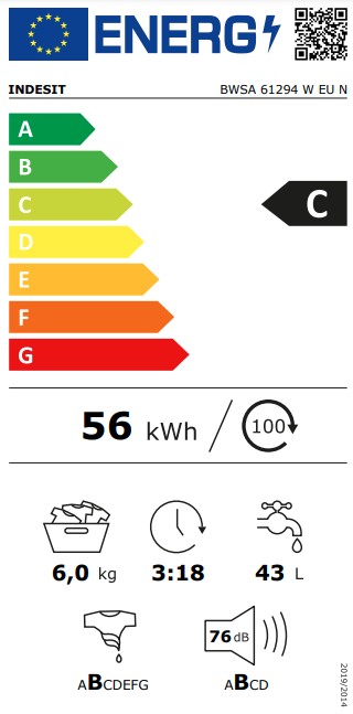 Indesit BWSA 61294 W EU N elöltöltős mosógép, 6 kg, inverter motor, 59.5x42.5x85 cm