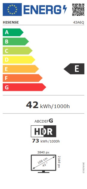Hisense 43A6Q UHD Smart LED TV, 43", 109.22 cm