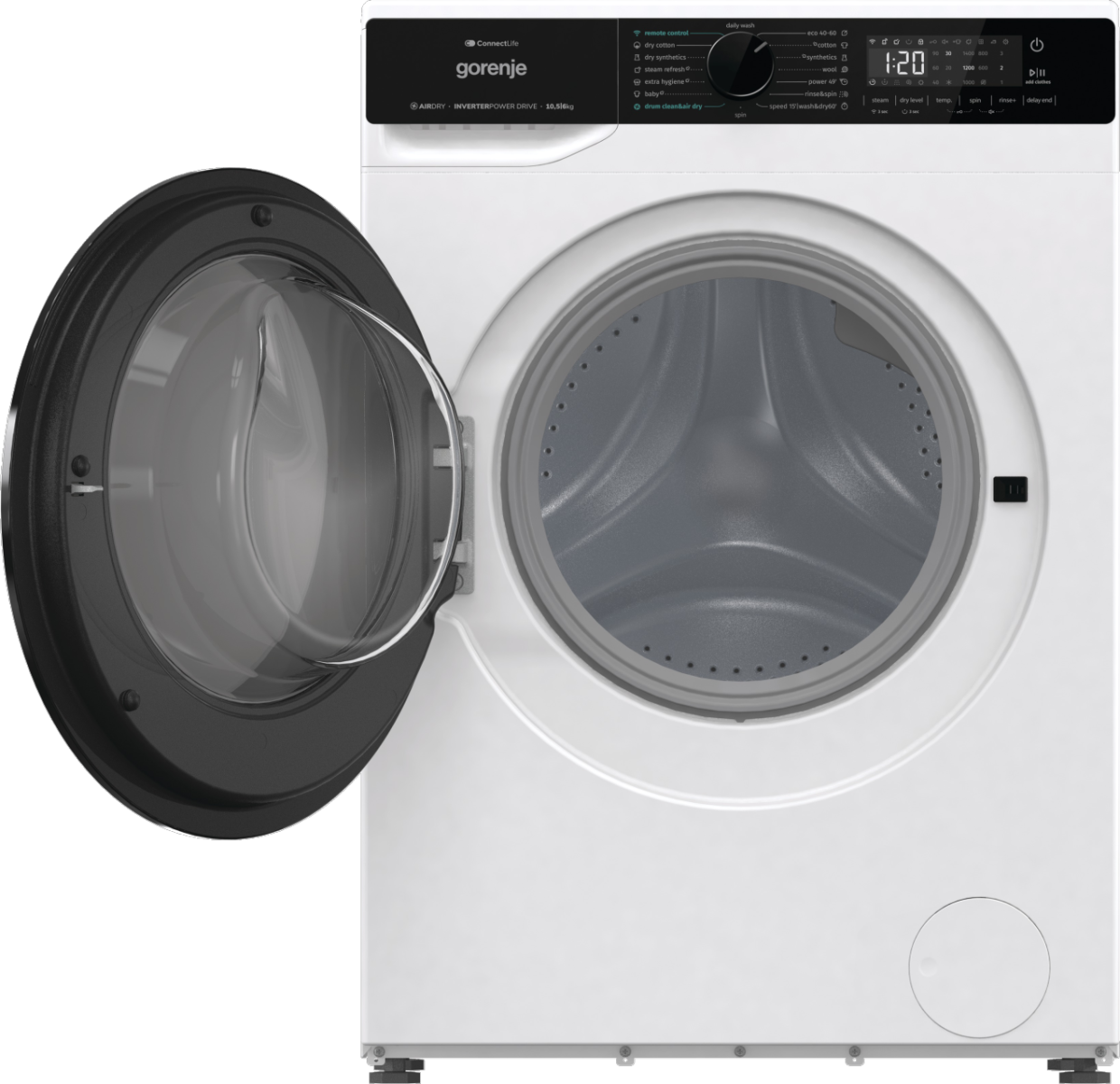 Gorenje WD2PA1X64ADW mosó-szárítógép, 10.5/6 kg, inverter motor, Wifi, gőz, 59.5x59x84.5 cm 