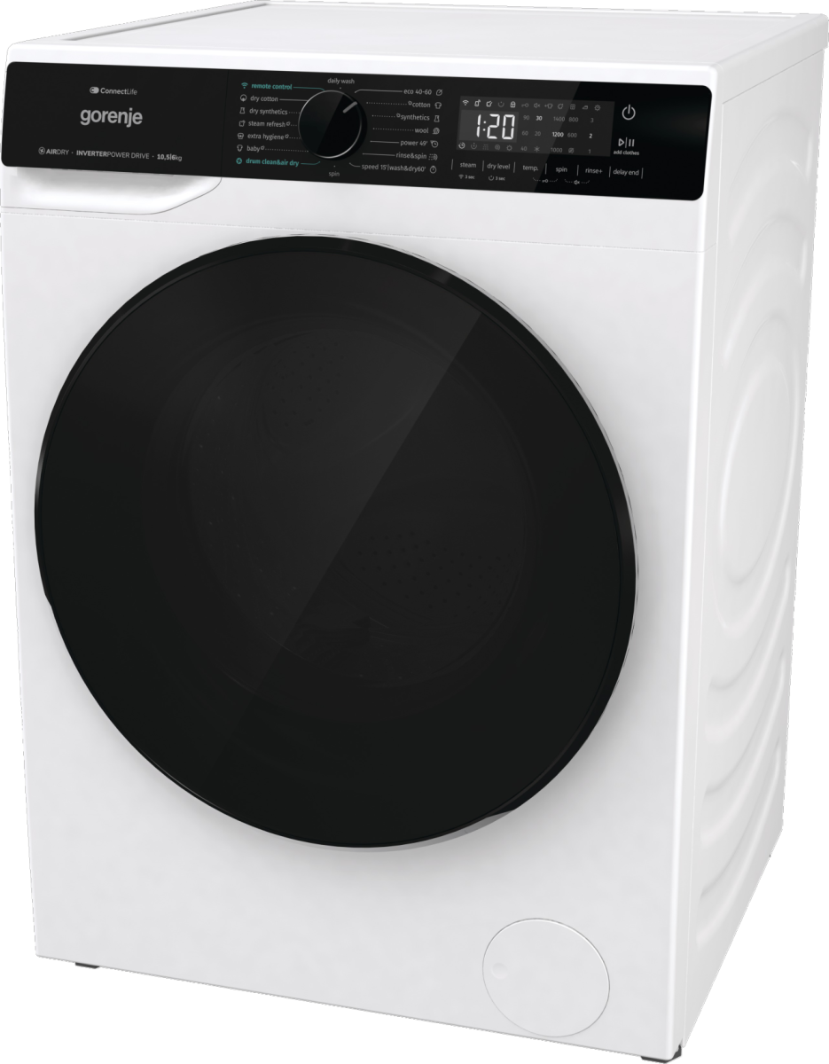 Gorenje WD2PA1X64ADW mosó-szárítógép, 10.5/6 kg, inverter motor, Wifi, gőz, 59.5x59x84.5 cm 