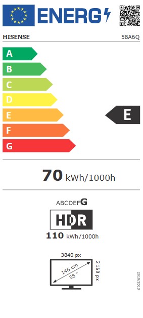 Hisense 58A6Q 4K UHD Smart LED TV, 58", 147.32 cm