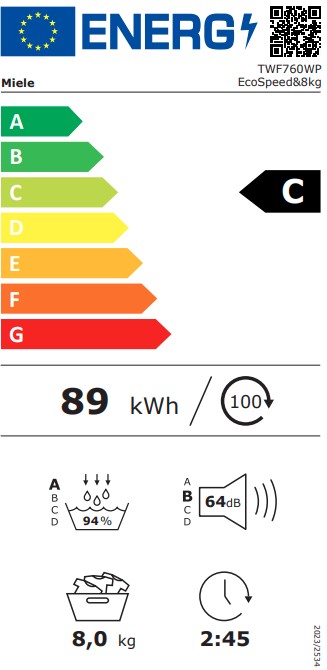 Miele TWF 760WP EU1 LW Ecospeed, hőszivattyús szárítógép, 8 kg, inverter motor, 59.6x64.3x85 cm