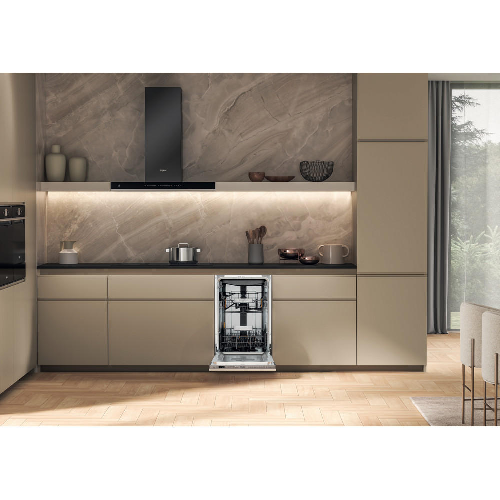 Whirlpool WH6IB10BS7LA0 teljesen beépíthető mosogatógép, 10 teríték, automatikus ajtónyitás, 44.8x55.5x82 cm