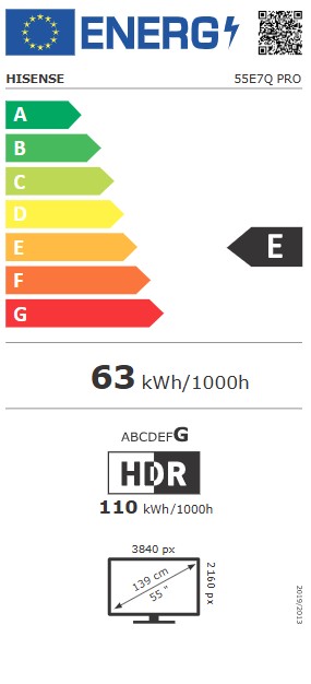 Hisense 55E7Q PRO 4K UHD Smart QLED TV, 55", 139.7 cm 