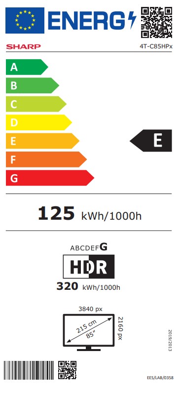 Sharp 85HP5265E 4K UHD QLED TV, 85", 215.9 cm 