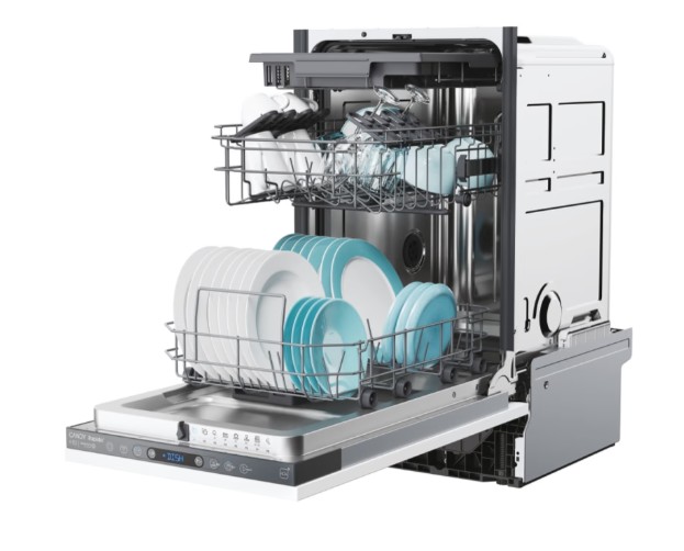 Candy CI1C7SB1FA1 teljesen beépíthető mosogatógép, 11 teríték, inverter motor, 3 kosár, Wifi, automatikus ajtónyitás, 44.8x55.9x81.6 cm