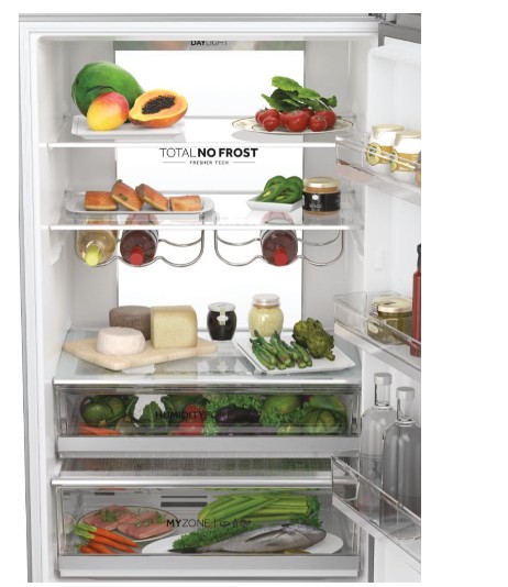 Haier HTW7720ENMP No Frost alulfagyasztós kombinált hűtőszekrény, 343/140L, Wifi, 70x67.5x200.6 cm, szürke szín 