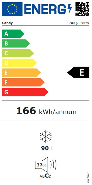 Candy CNUQ2L58EW fagyasztószekrény, 90L, 54.5x57x86 cm, fehér szín 