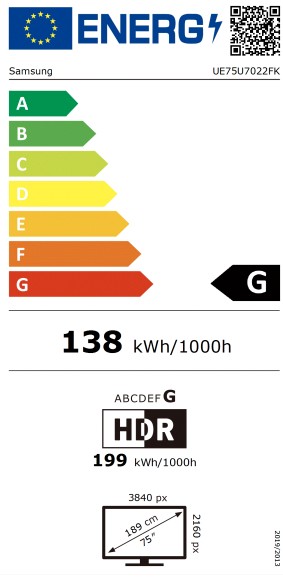 Samsung UE75U7022FKXXH 4K Crystal UHD Smart LED TV, 75", 190.5 cm 
