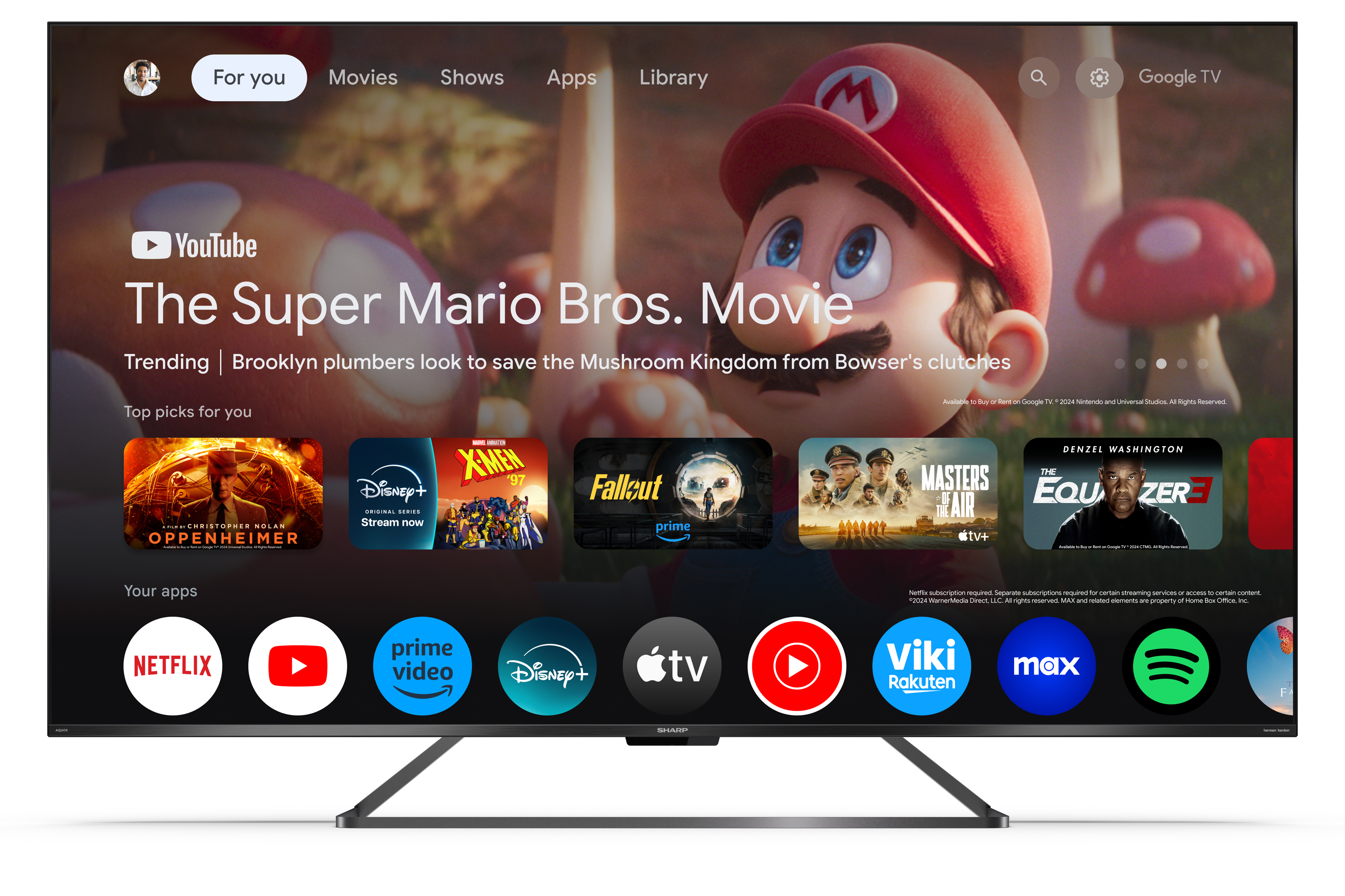 Sharp 65GR8265E 4K UHD Smart QLED TV, 65", 165.1 cm 