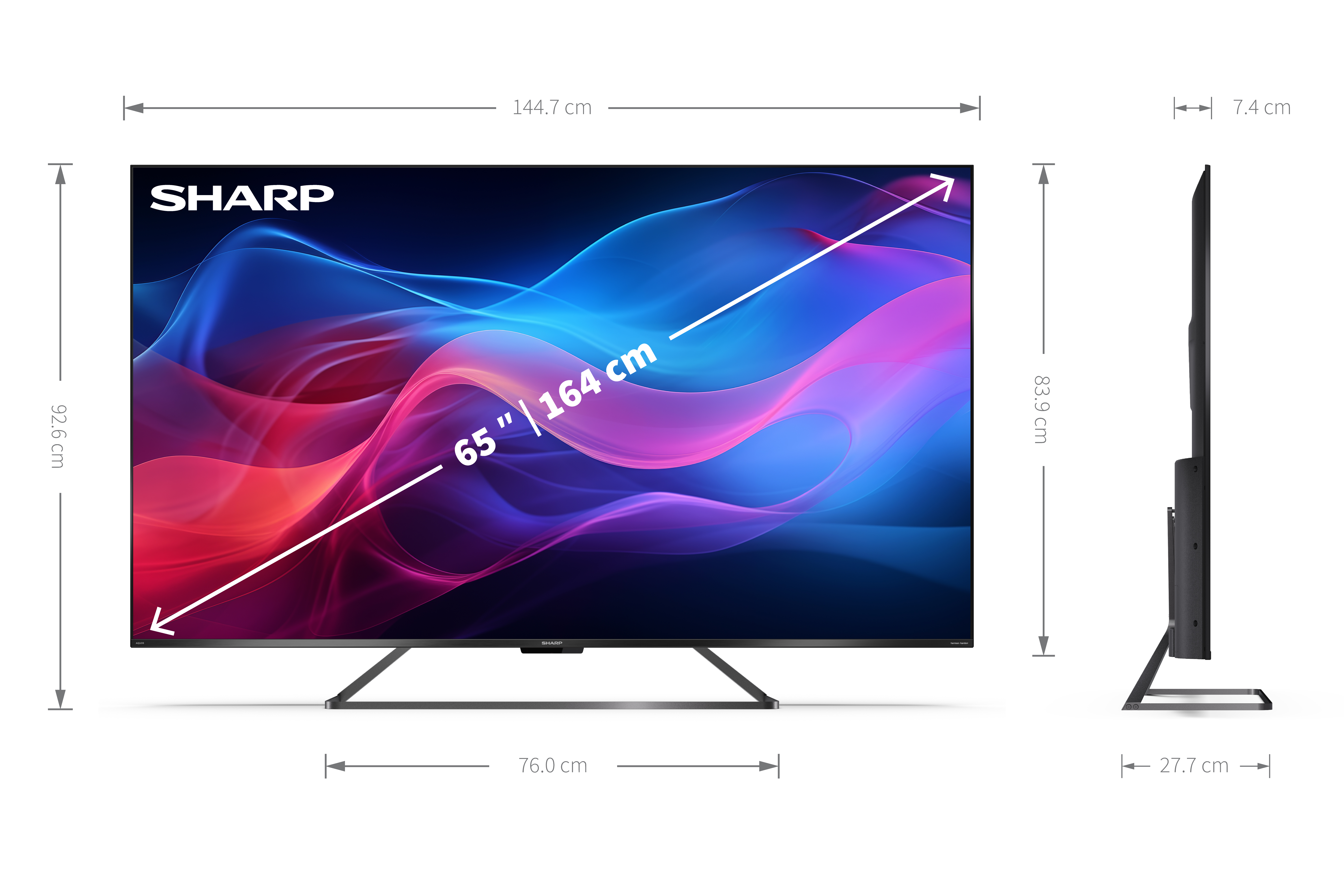 Sharp 65GR8265E 4K UHD Smart QLED TV, 65", 165.1 cm 