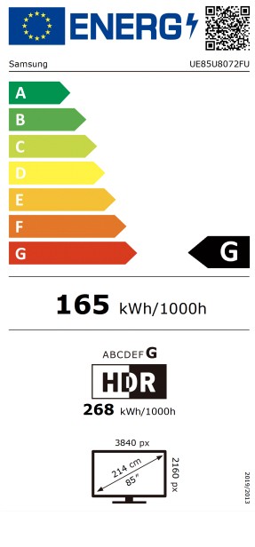 Samsung UE85U8072FUXXH 4K Crystal UHD Smart LED TV, 85", 215.9 cm 
