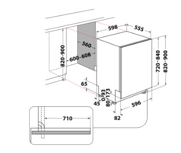 Whirlpool WH8IA15AM3TUS0 teljesen beépíthető mosogatógép, 3 kosár, automatikus ajtónyitás, 15 teríték, 59.8x55.5x82 cm